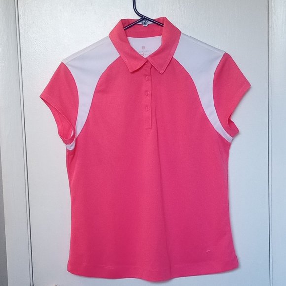 GOLF AMERICA Women's Pink and White Polo shirt  Size PM - Picture 1 of 5